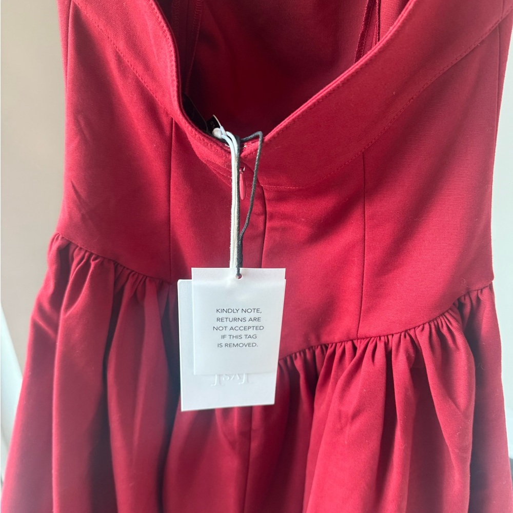 NWT Helsa Faille Halter Dress in Red, XXS - Picture 6 of 7